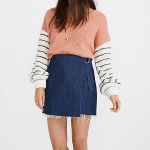 ❌SOLD❌Madewell Denim Raw-Hem Mini Wrap Skirt